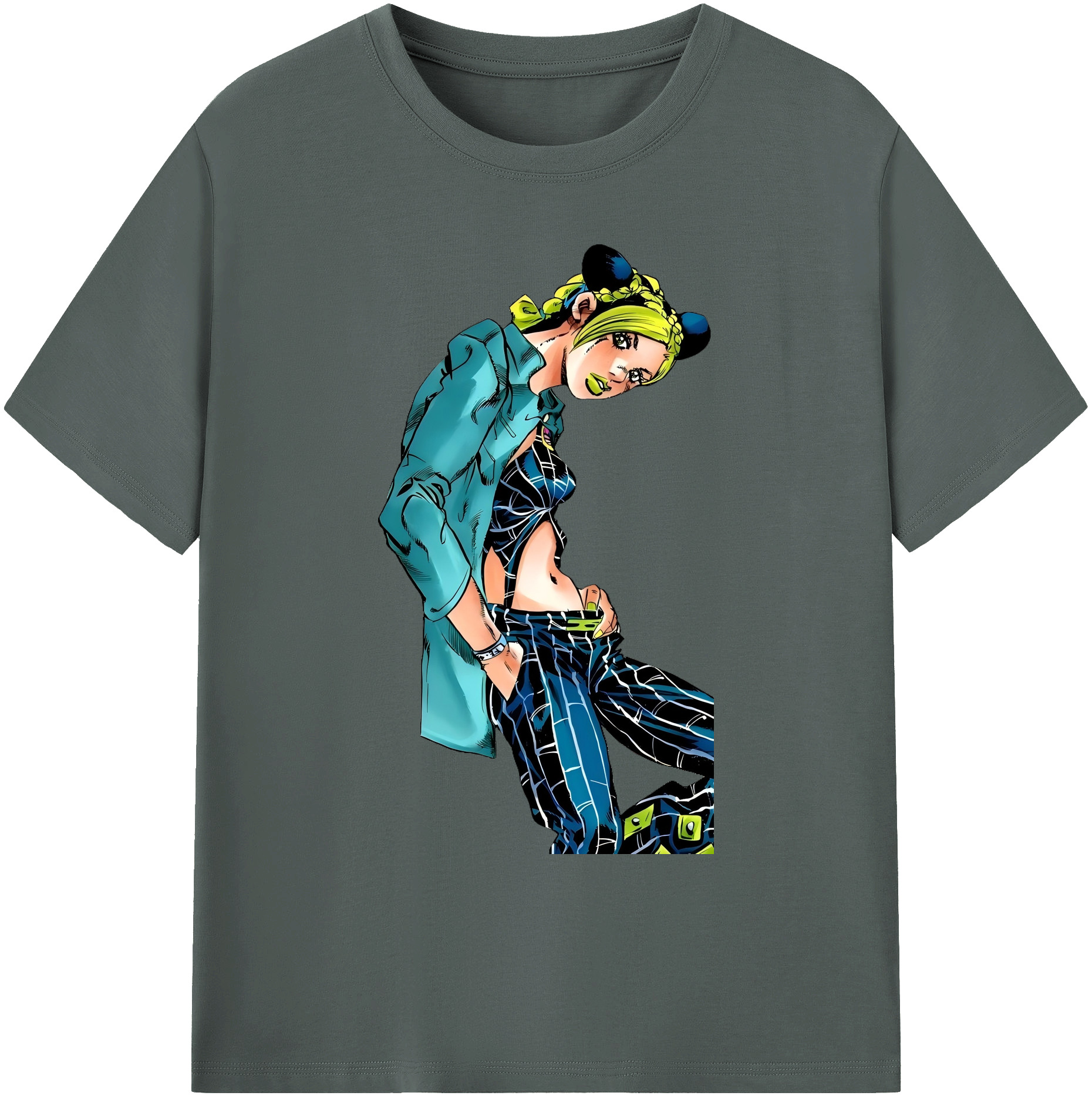 （画像用） "ジョジョの奇妙な冒険 くうじょう ジョリーン JoJo's Bizarre Adventure Jolyne Cujoh " 綿100％ メンズ半袖Tシャツ｜肌触りやわらか＆通気性